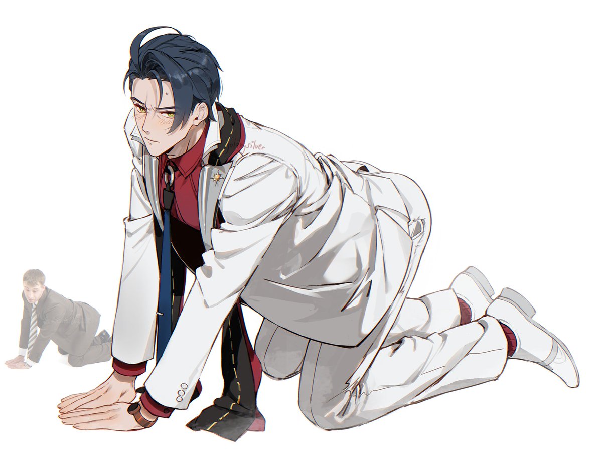 . (@galaxysilver_) on Twitter photo I almost added a dog tail and ears because he did call himself a stray dog who's used to bowing and begging......................... I almost added a dog tail and ears because he did call himself a stray dog who's used to bowing and begging.........................