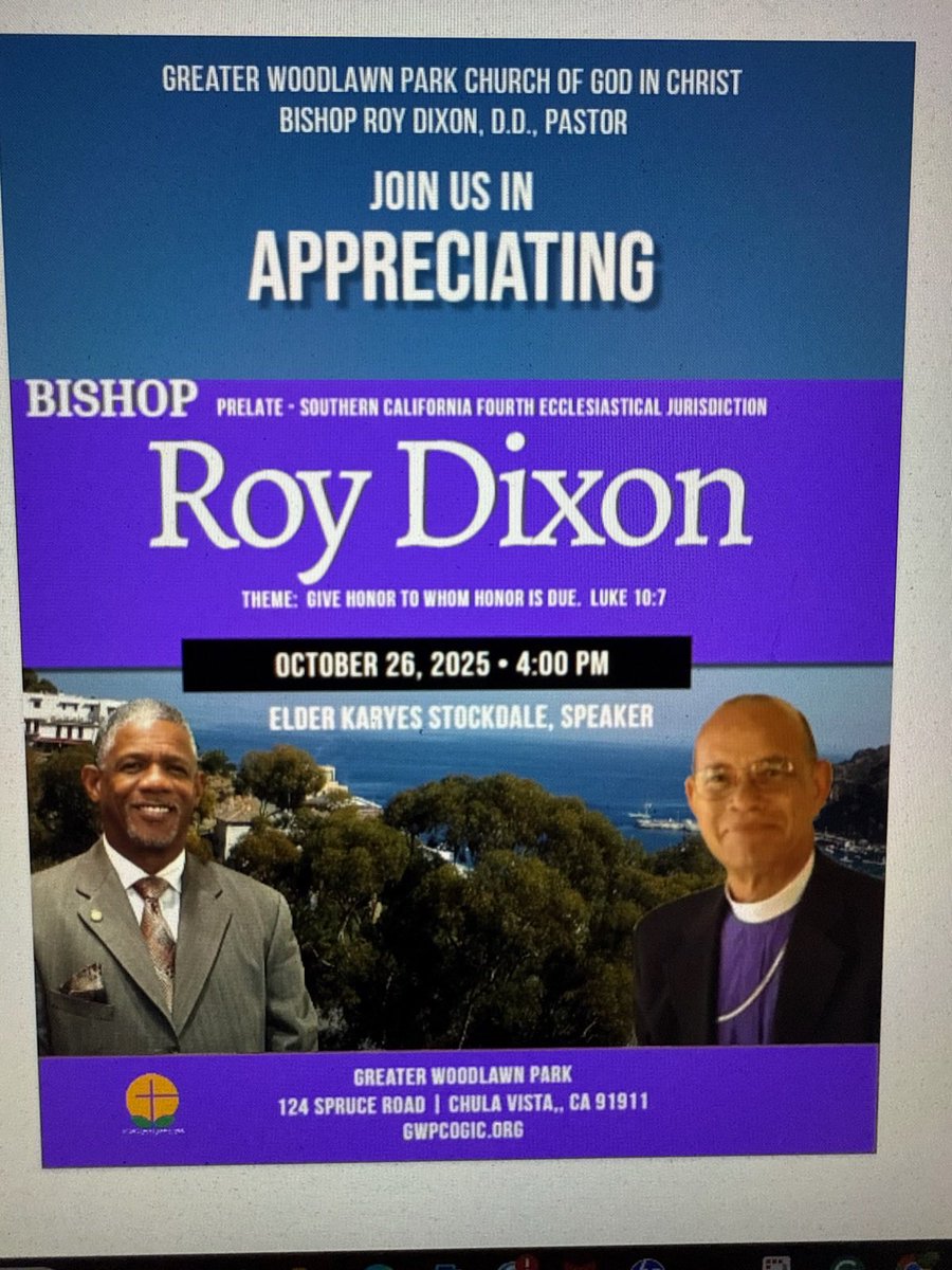Jhooks1636's tweet image. Please join us as we honor one of God’s Humble Servant!

If you are unable to attend and would like to send a love token. Please send it to:

Roy Dixon 
cash app:  $soca4th

Or

Zelle: 619-921-0738

The Service will be shown on GWP YouTube channel or Facebook Live. 

Love you!