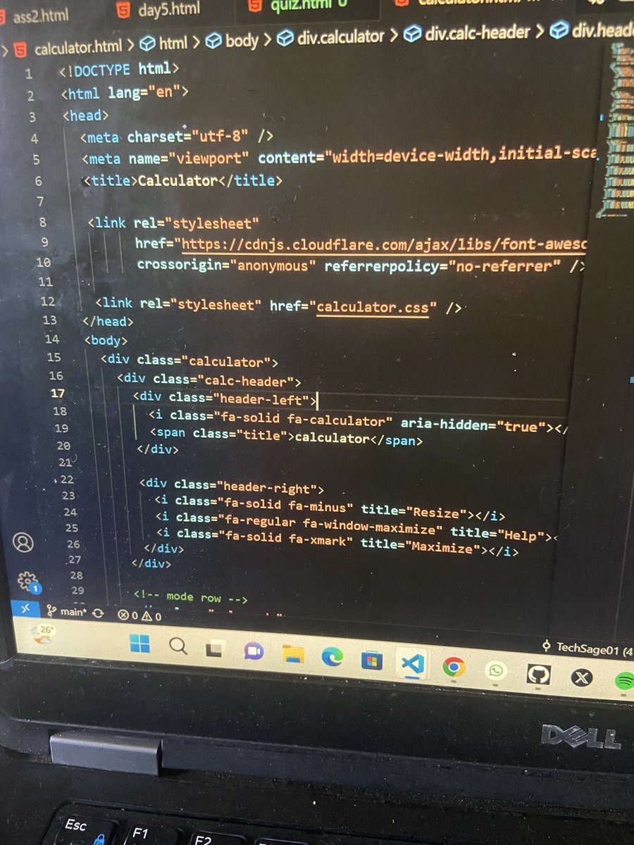 _TechSage's tweet image. Every small project counts from console.log to creation 😅💻 Just built my own stylish calculator using HTML, CSS, and JavaScript! 🧮 Not just calculating numbers, but calculating progress 💪 One step closer to mastering front-end development 🚀 #WebDev #JavaScript #CodingJourney