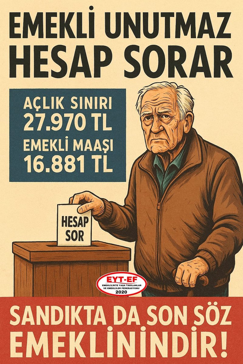 Açlık Sınırı:         27.970 ₺

Yoksulluk Sınırı: 91.109 ₺

Emekli Maaşı:   16.881 ₺

Asgari Ücret:     22.104 ₺

Vekil Maaşı   :    229.476 ₺

Bakan Maaşı:    235.527 ₺

CB Maaşı :          252.227 ₺

#İnadınaYaşıyorEmekli