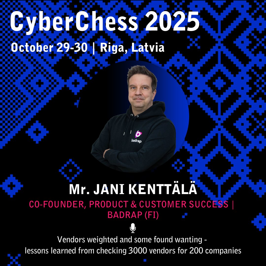 certlv's tweet image. #CyberChess2025 tematiskajā blokā “Piegādes ķēžu integritāte” 30. oktobrī uz #CyberStory skatuves eksperti dalīsies ar konkrētiem piemēriem un risinājumiem, kā stiprināt piegādes ķēžu noturību pret kiberdraudiem.

📅 Programma: cyberchess.lv