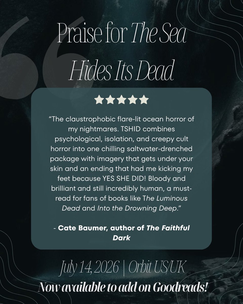 Friendly reminder to all you spooky season folks that I have a claustrophobic aquatic cult horror about an academic expedition that gets stuck in a sea cave with an eldritch sea beast coming out July 2026 with Orbit US/UK 👀🌊🔪