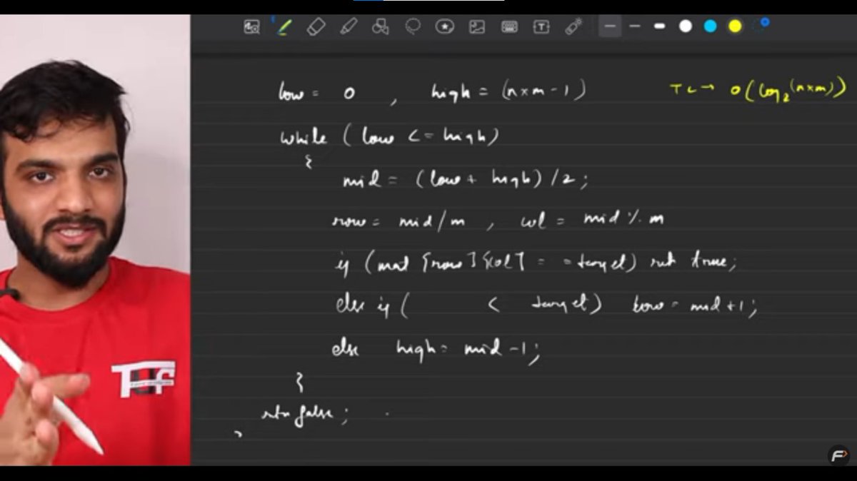 encoder612520's tweet image. Day 13 of #TUFWinterArc and and day 47 of #100DaysOfCode
-Find the row with maximum number of 1&apos;s✅
-Search in a 2 D matrix✅
-Search in a row and column wise sorted matrix(Search in 2D matrix 2)✅
@takeUforward_ @striver_79