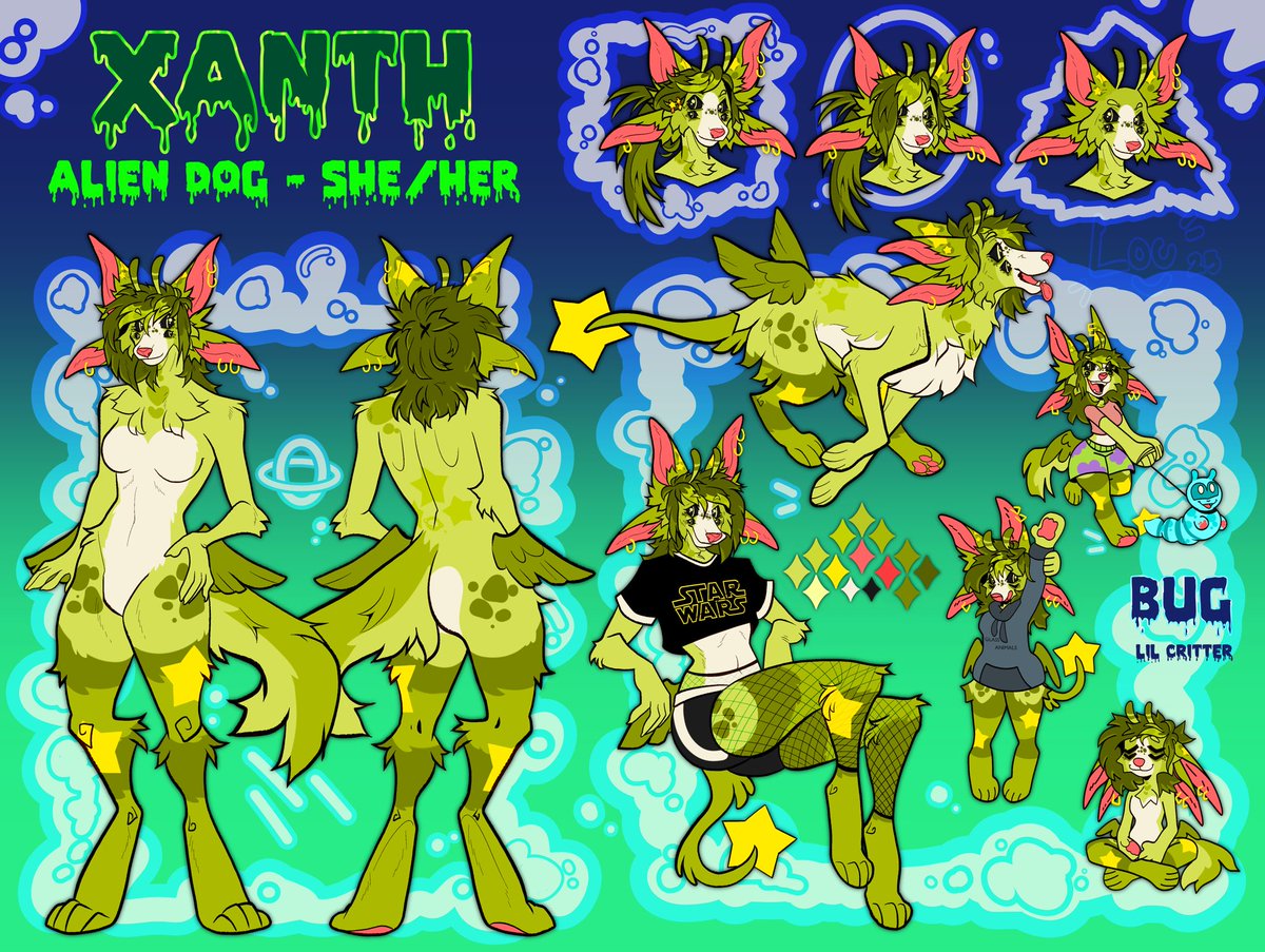 bloubutt's tweet image. complex ref for xcosmiccreaturex on IG featuring the greenest and gloopiest alien dog ever 🛸💚