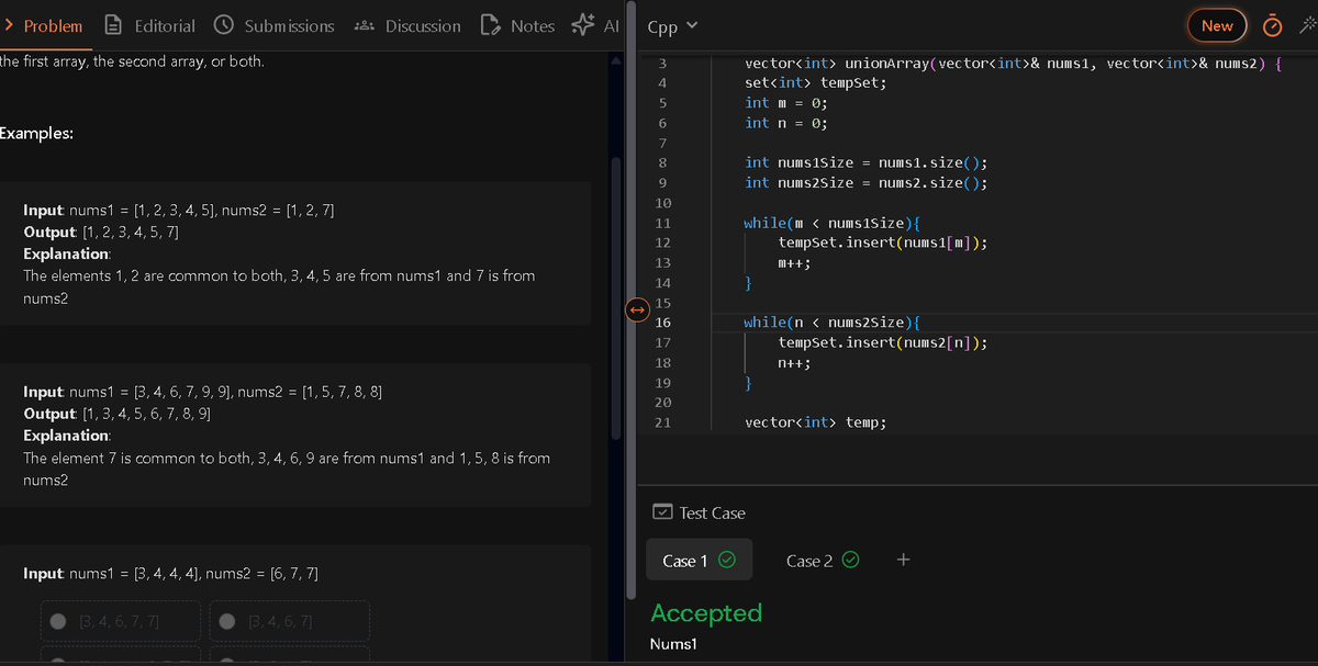 abhay_pundora's tweet photo. Day 13 of #100DaysOfDSA 💻
✅ Solved 3 array problems today!
🚀 Move Zeros to End
🔍 Linear Search
🔗 Find the Union of Two Arrays
#DSA #builtinpublic https://t.co/hRGw5r3JEG