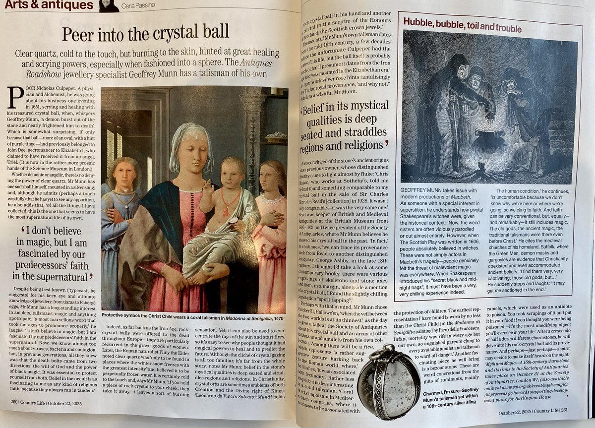 In this week's Country Life there is a double page spread on my Halloween talk in aid of the Soc of Antiquaries. If you are interested in the occult power of charmstones there are a handful of tickets left and unlimited  number on livestream.....