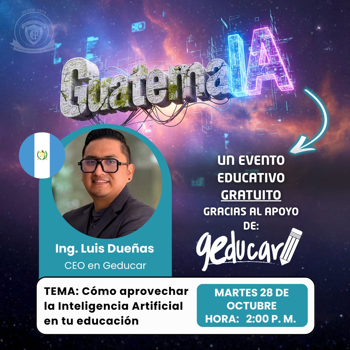 colegioccp's tweet photo. ¿Y qué pasa con la #Educación? ¿La #IA será aliada o amenaza? Acompáñanos junto al Ing. Luis Dueñas, CEO de @geducar_com, a conversar sobre cómo podemos aprovechar estas nuevas herramientas en el proceso de aprendizaje AQUÍ: https://t.co/C6y1BqfM8P https://t.co/B7wzHyivMB