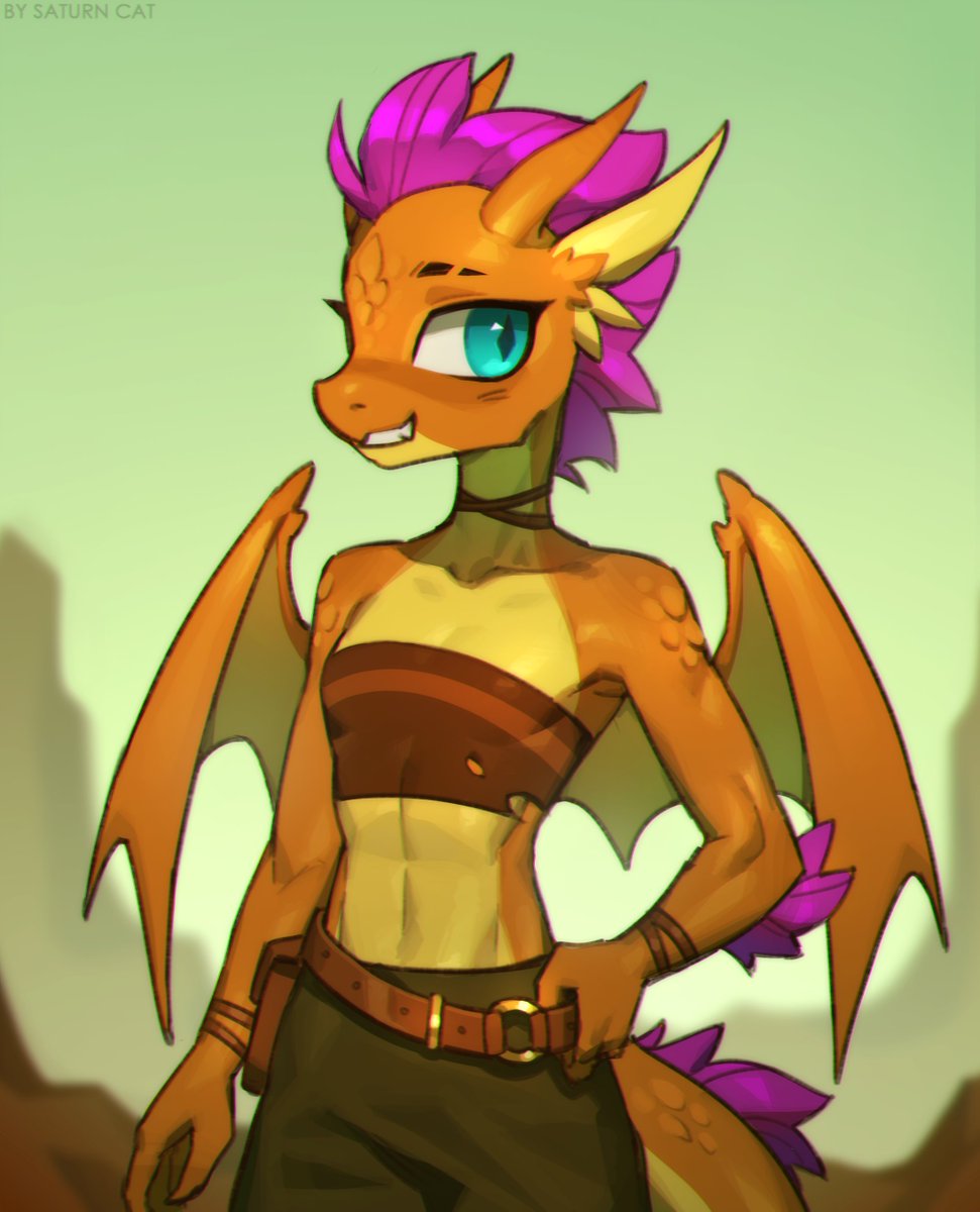 Was trying to do something interesting with her design :&gt;
#mlp #Smolder #art