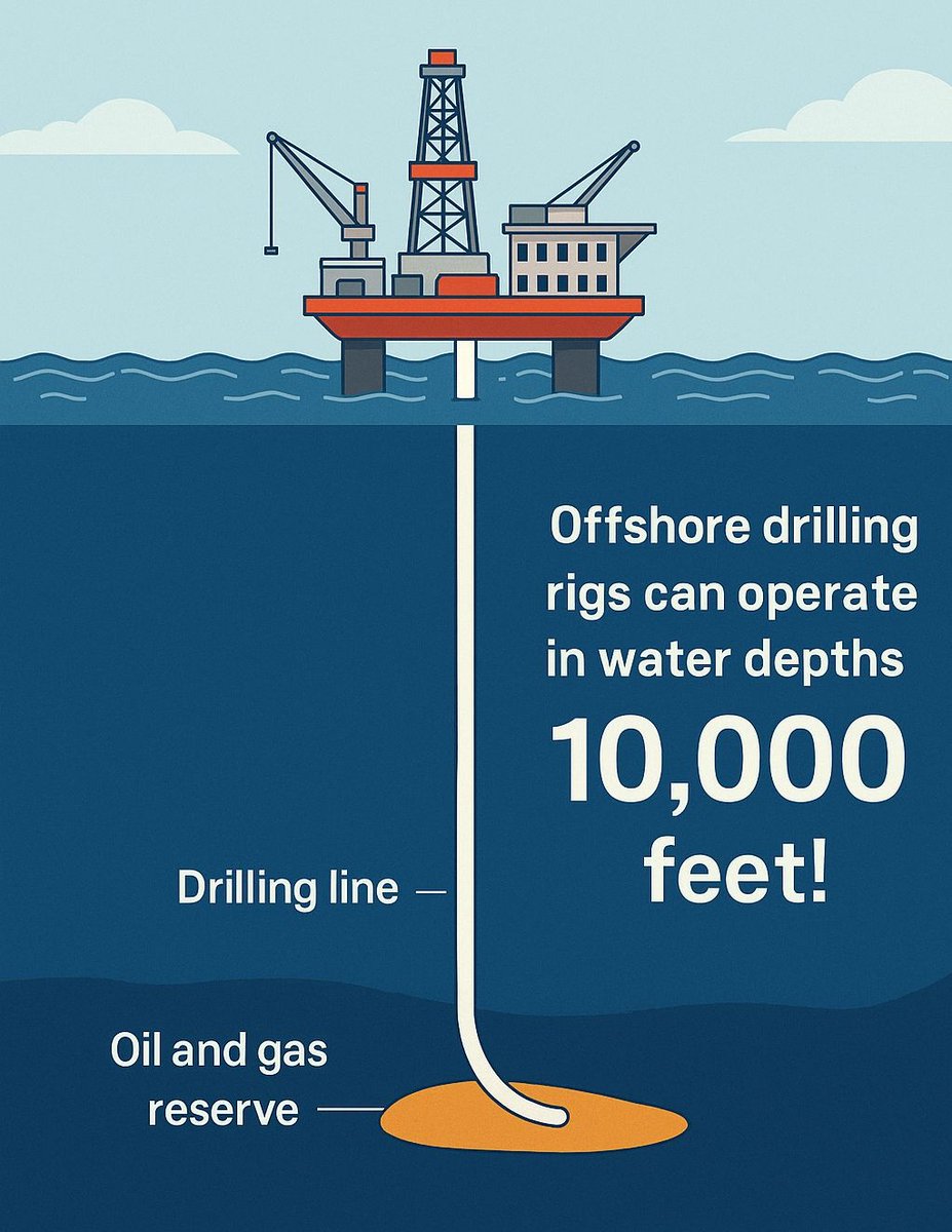 EsteemBros's tweet image. Did you know? Offshore drilling rigs can operate in water depths over 10,000 feet 🌊🛢️

They’re marvels of engineering, reaching deep beneath the ocean floor to tap into oil and gas reserves.

#PetroleumEngineering  #OilAndGas #EngineeringFacts #OffshoreDrilling #EnergyWorld