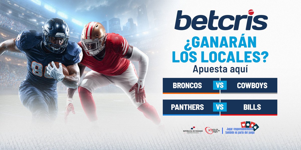 Apuesta en la Semana 8 del fútbol americano. 🏈

Los Broncos llegan encendidos y quieren mantener su racha ante unos Cowboys irregulares, mientras que los Panthers intentarán frenar a los Bills con su juego terrestre.

Entra a 📲bit.ly/PanamaBetcris2…