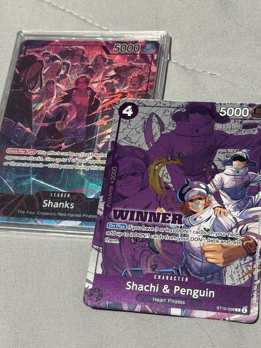 Alexhxii's tweet photo. My girl won a huge tournament with shanks! ⚔️ 
@OrangeSamuraiD @OPtopdecks NOTICE US AGAIN!!! 😩
GP Luffy ✅
G Zoro ✅
RG Smoker ✅
Y/P Pudding ✅

Store: illustrious Cards &amp; Games
City / State: Fords, NJ
Date: 10/23/2025
Players: 30
Name: xueboo https://t.co/VeOkQkl5O3