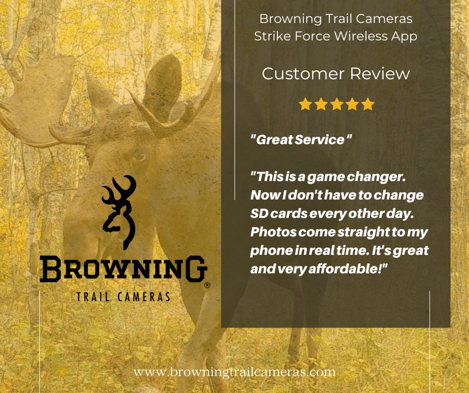BrowningCams's tweet photo. We couldn't have said it better ourselves. ⭐⭐⭐⭐⭐

#BrowningCameras #AlwaysThere #youvegottoseethis #trailcameras #cellcam #Browning https://t.co/PRuJVDoqcc