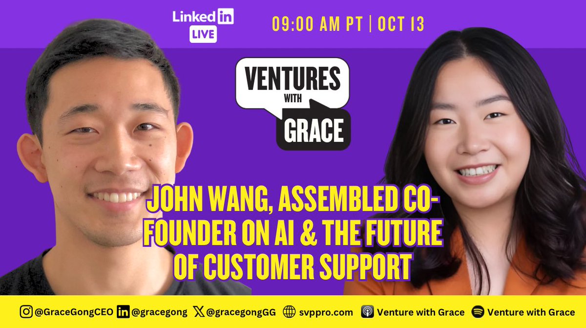 gracegongGG's tweet image. Listen to my conversation with @johnjianwang Co-founder of @assembledhq on

Spotify: bit.ly/3v1R0Tu
Apple: bit.ly/4bTCwpD
Youtube: bit.ly/3uXthnv

#AIandHumans 

#CustomerSupportTech 

#EngineeringLeadership 

#StartupJourney