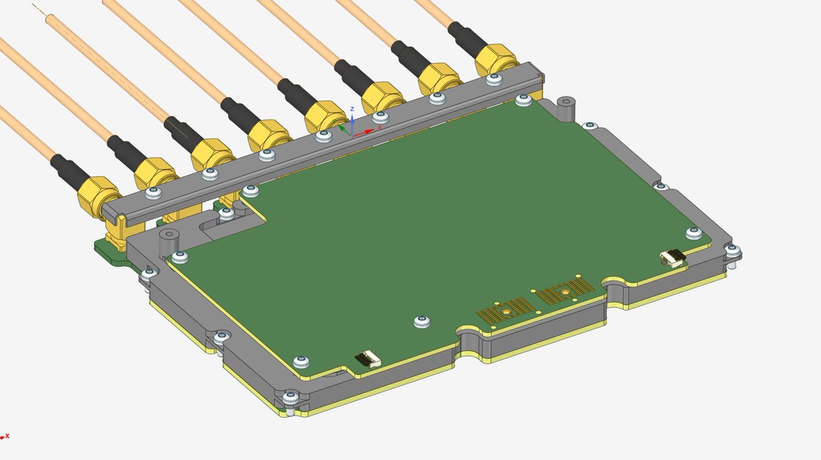 QVHenkel's tweet image. In the updated SDR implementation, I am using a fully shielded board-to-board connector for the two JESD interfaces and control signals. This is much cleaner than the previous FPC implementation