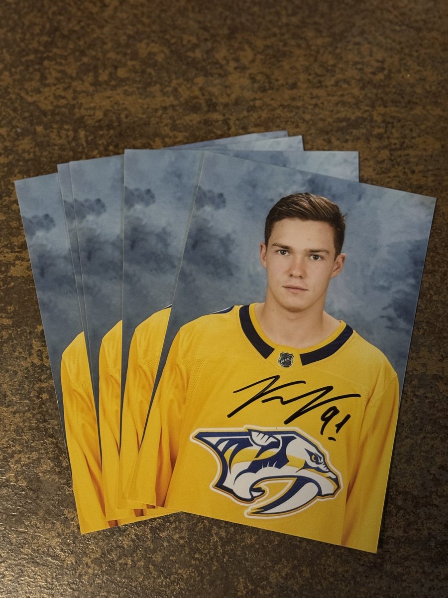 Eurolanche's tweet image. Very rare giveaway to our X followers! We don’t want to forget you. We are sure there is a lot of you with the same values! We have 5 extra signed photos by Vladislav Kamenev in his Preds uniform where he played before his short stint with #Avs. If you want one, RT this.
