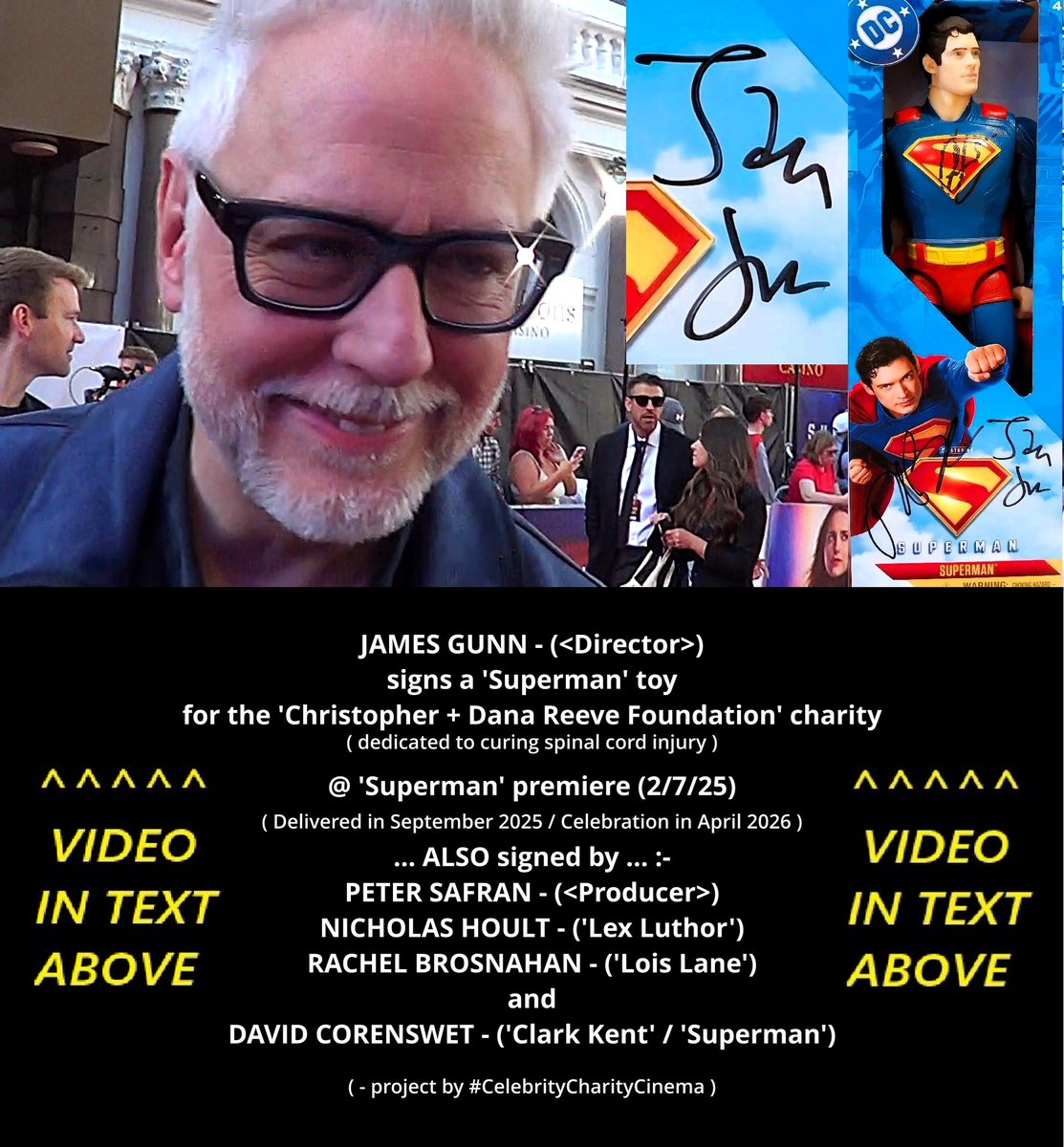 Video> youtu.be/y4RxfihIhV8 / <a href="/JamesGunn/">James Gunn</a> ⭐️ signs Superman 🦸‍♂️ toy for the <a href="/ReeveFoundation/">Christopher & Dana Reeve Foundation</a> ❤️🧡💛 The Christopher And Dana Reeve Foundation charity 2/7/25 #TeamReeve #ReeveFoundation / #JamesGunn James Gunn <a href="/TalkingSuperman/">Adam Talking Superman</a> <a href="/DCFilmNews/">DC Film News</a> <a href="/Superman/">Superman</a> <a href="/EverythingDCU_/">Everything_DCU</a> #Superman2025