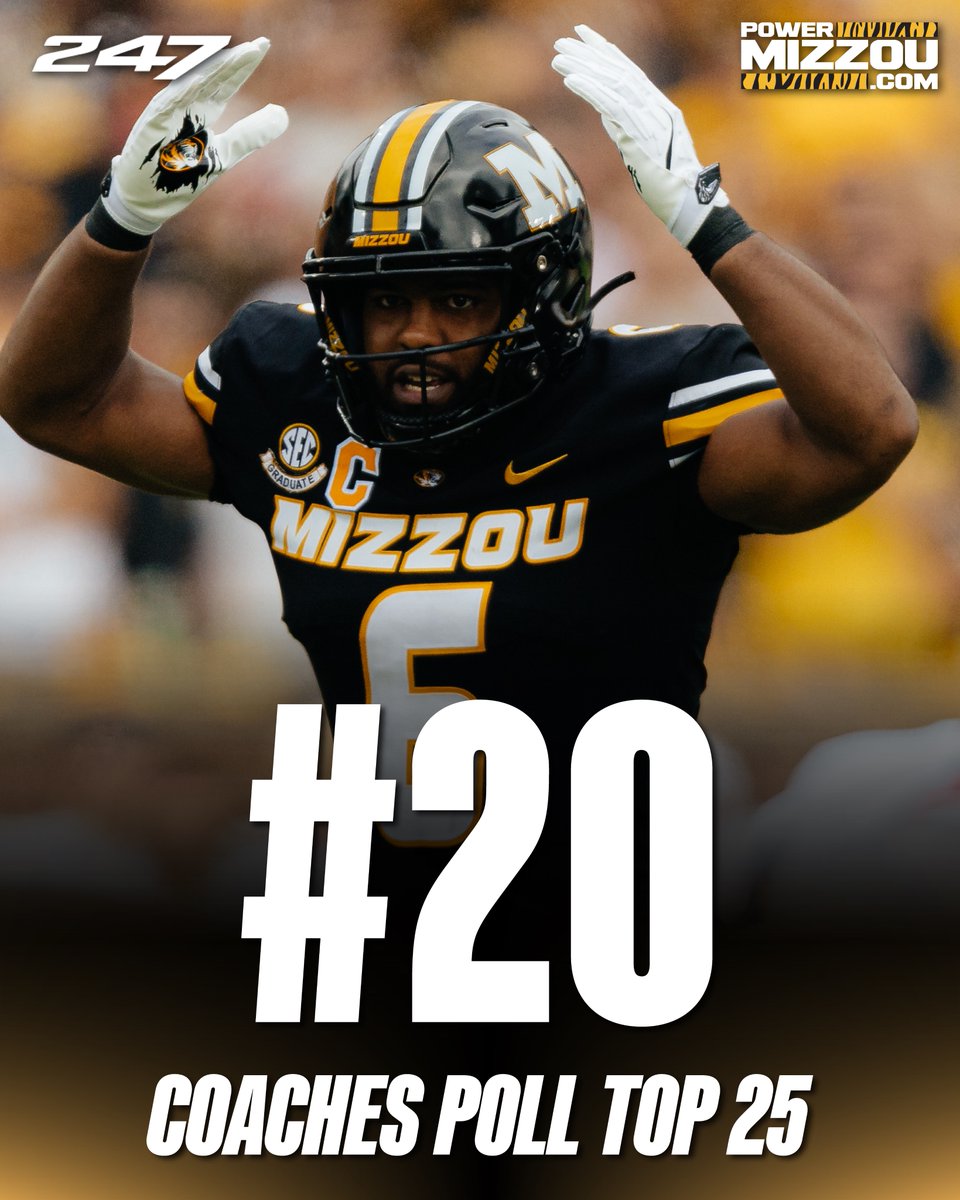 PowerMizzoucom's tweet image. #Mizzou falls six spots to No. 20 in the latest coaches poll.

Read our story on the ranking at the link below ⬇️ 

247sports.com/college/missou…