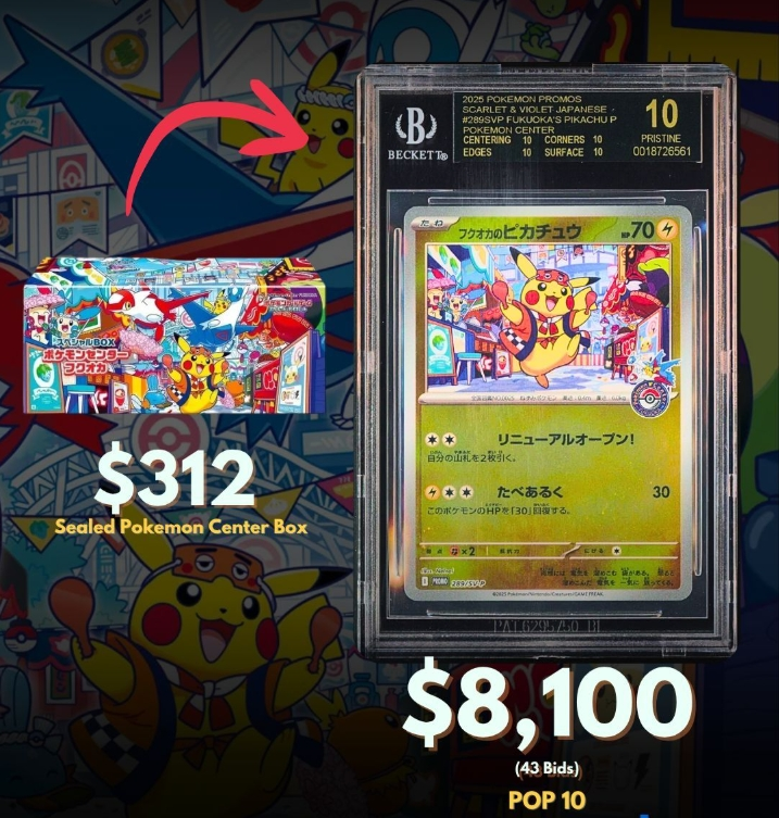 フクオカのピカチュウ gemix 10BLACK ケース付き 🔴海外トレカニュース🔴 ポケモンセンターフクオカのピカチュウ⚡BGS10