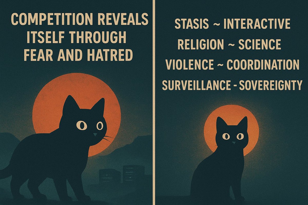 Tweet 3/
Meaning:
This is philosophical. It says the same impulse that drives fear also drives endless competition.
The antidote is turning every form of control into a cooperative protocol.
When fear fades, coordination begins.
When hatred dissolves, sovereignty emerges.