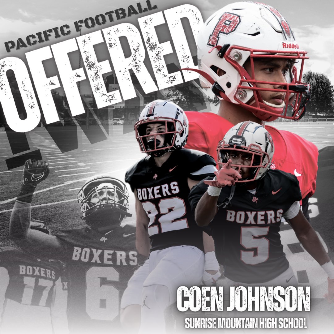 Blessed to receive my 5th offer from <a href="/Boxer_Football/">Pacific Football</a>! <a href="/JustinLeathers/">Coach Leatherman</a> <a href="/SMHSFootballFam/">SMHS Football Family</a> <a href="/SunriseMtFB/">Sunrise Mountain Football</a> <a href="/CoachJ_South/">Justin Southwick</a> <a href="/EL_Coach_Mike/">Michael Huerta</a> <a href="/alpha_lbu/">Jason Bowman</a> <a href="/jake_benger/">Jake Benger</a> #AGTG