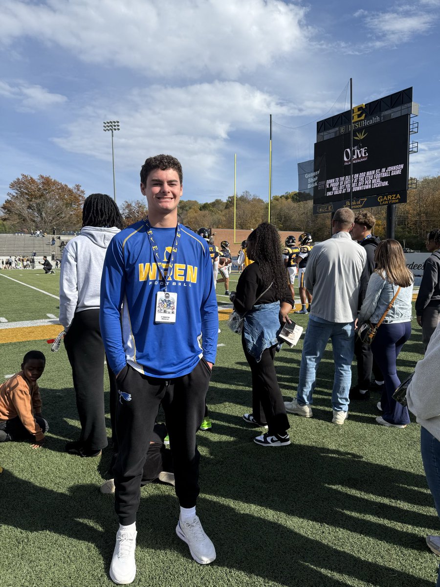 I had a great game day visit yesterday <a href="/ETSUFootball/">ETSU Football</a> Homecoming!! Got to meet some great coaches and a lot of nice people!
<a href="/chadstaggs/">Chad Staggs</a> <a href="/PRTYNTHABAKFLD/">Jamere Hogue</a> <a href="/Coach_heals/">Will Healy</a> <a href="/OfficialWrenFB/">Wren Hurricane Football</a> <a href="/MrCoachFrate/">Anthony Frate</a> <a href="/Miller_Jordan3/">Jordan Miller</a> <a href="/CoachPerdomo/">Chris Perdomo</a>