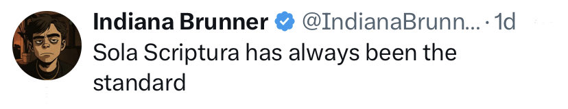 Sola Scriptura has NEVER been the standard:

• it’s not biblical (&amp; no, 2 Tim 3:16-17 &amp; 1 Cor 4:6 fail every time)
• it’s not historical, &amp; every Church Father quote they cherry-pick out of context is refuted by NUMEROUS quotes from the same Father
• the Orthodox reject it too