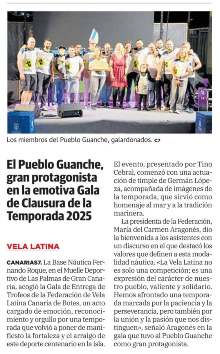 🗞️⛵ Así recogió la pasada semana la prensa escrita la Gala de entrega de trofeos y distinciones de la temporada 2025

👉 <a href="/laprovincia_es/">La Provincia</a> <a href="/canarias7/">Canarias7</a> 

#VelaLatinaCanaria