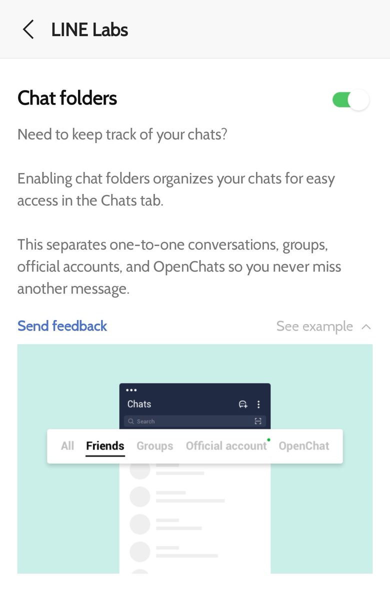 BloodyHafuri's tweet image. แนะนำให้เปิดอันนี้ค่ะ มันจะมี tab แยกให้ว่าแชทไฟนเป็นแชทเพื่อน แชทกลุ่ม แชทอฟช และแชท openchat (และมี tab รวมทุกแชทเป็น tab แรก)