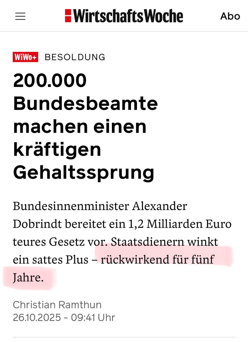 MGGA2021h's tweet image. Rückwirkend für 5 Jahre. 
Der Wahnsinn. 

Ich würde alle Beamte außer Richter und Polizei in den Angestelltenmodus versetzen. 
Ich schätze 10% würden reichen.