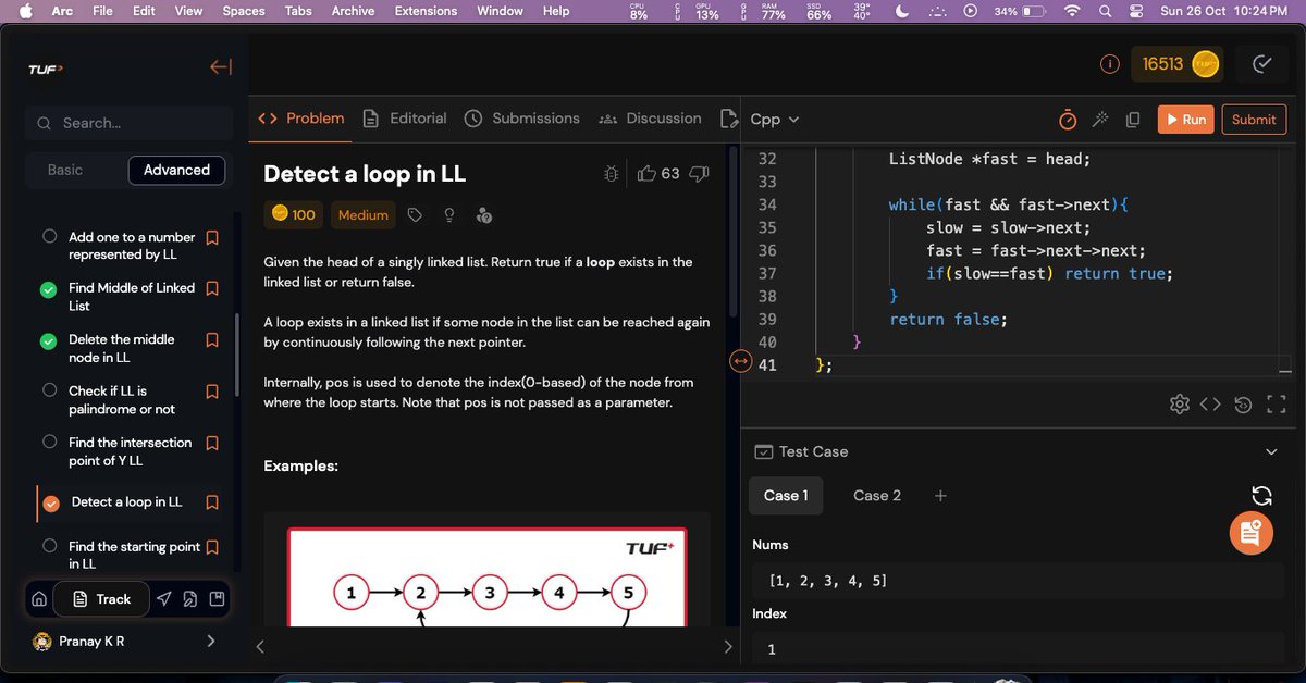 thegubshbs12345's tweet image. Day 12 of TUF Winter Arc revised yesterday's problems and did one today: Detecting Loop in LL The frequency is slowing down as I have exams from tomorrow but will keep doing and wont break the streak
@striver_79 @takeUforward_
#TUFWinterArc #DSA #LeetCode
