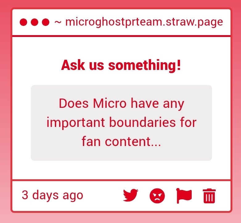 gonna give a short response to these. while micro has his own opinions on his boundaries and boundaries on fan content, we've been asked to not state anything concrete for multiple reasons. we simply just won't interact with any of the content he doesn't want us to 🫶🏻🩷 - 🌺