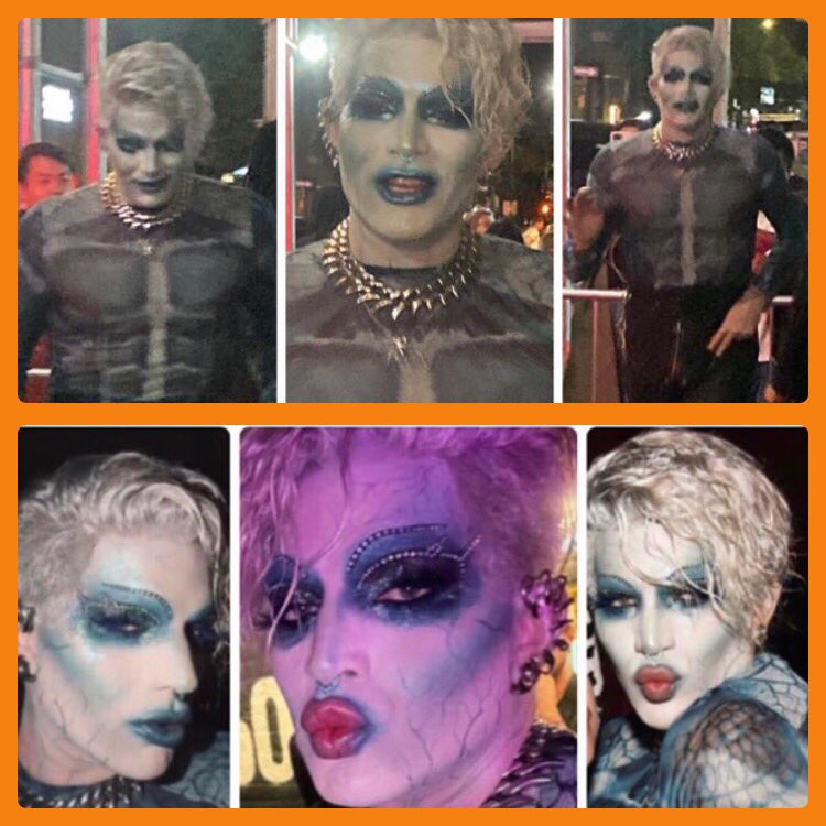 Jaksox's tweet image. It’s his favorite Holiday so of course Adam Lambert found the time and creative energy to give us some fantastic ddg Halloween LOOKS last year even though he was appearing on Broadway day &amp;amp; night as the Emcee in Cabaret! 😉👄🧛‍♂️💋👨‍🎤😏