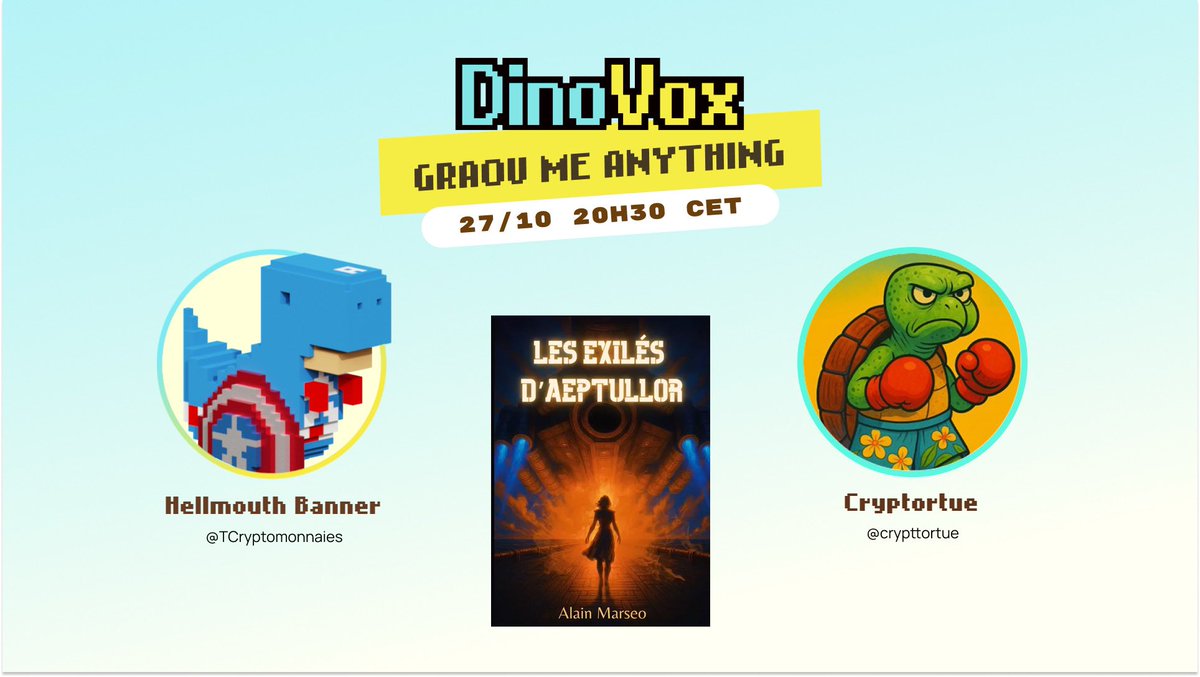Alerte GRAOU Me Anything ! ☄️

Demain à 20h30 CET, soit 30 minutes avant le GMA mensuel, nous aurons le plaisir d’accueillir Alain Marseo (<a href="/crypttortue/">Crypt🌍rtue - La castagne 🥊</a>) en live pour discuter de son roman “Les Exilés d’Aeptullor” ! 📖

Une demi-heure d’échanges pour plonger dans un univers
