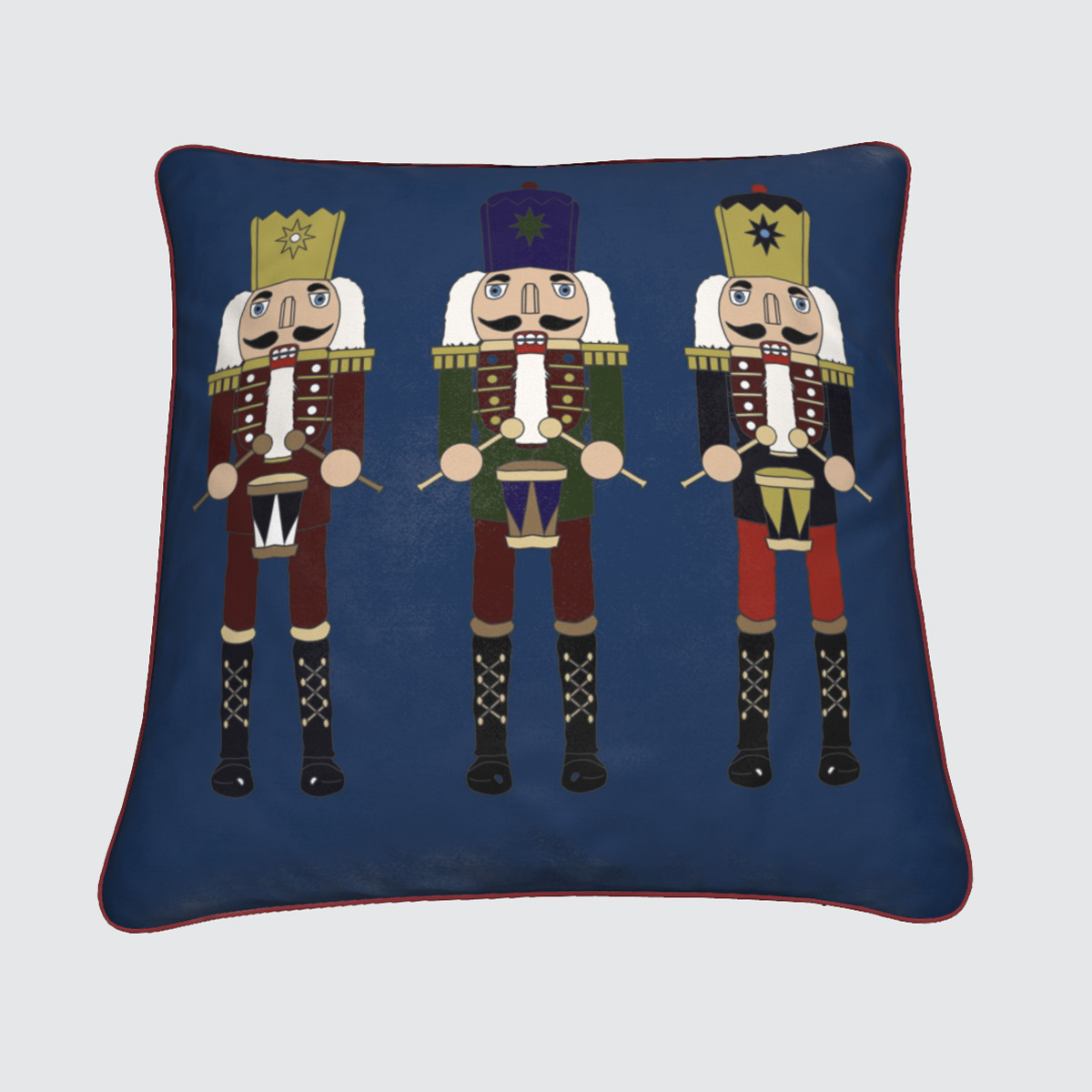 Nutcracker Christmas Velvet Cushion. Available LongStudioDesign.com