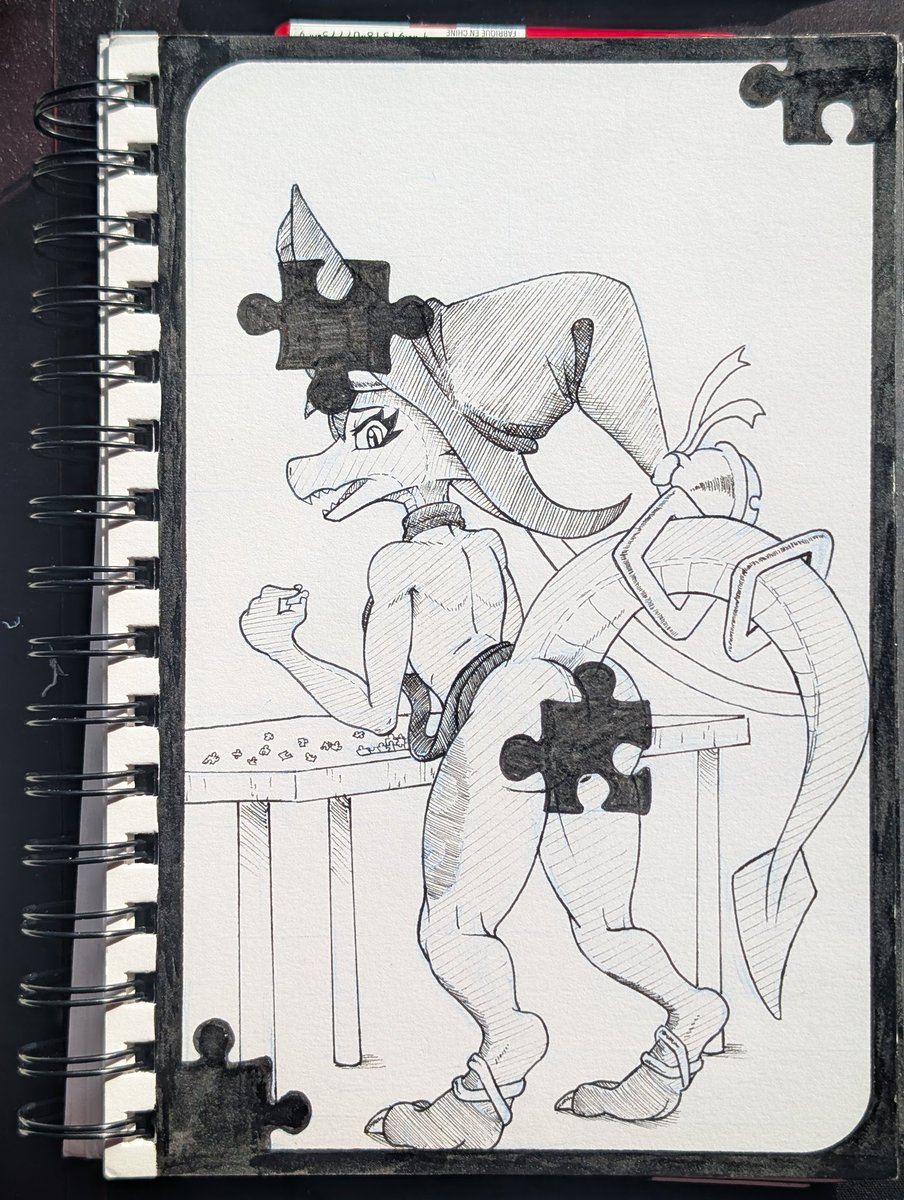 LogicalCogs's tweet image. Inktober day 26: puzzling 
Puzzles are weird. 
#Inktober #Inktober2025