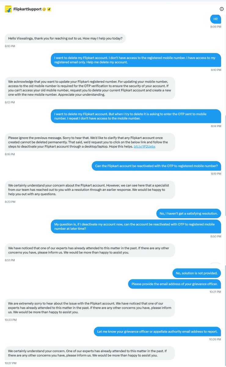 viswalingasurya's tweet photo. Looks like @Flipkart has appointed a bunch of 🤡 to handle customer queries.

Even a poorly developed AI chat engine could understand and respond properly. It won't reply the same message, whatever the customer asks. https://t.co/YzX7ALtxZL