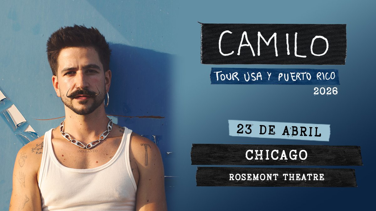 Camilo brings his heartfelt hits to the Rosemont Theatre on Thursday, April 23! 🎤💛 Don’t miss this magical night of música, love, and joy! 🌟 #CamiloEnVivo #RosemontTheatre #MisManosTour