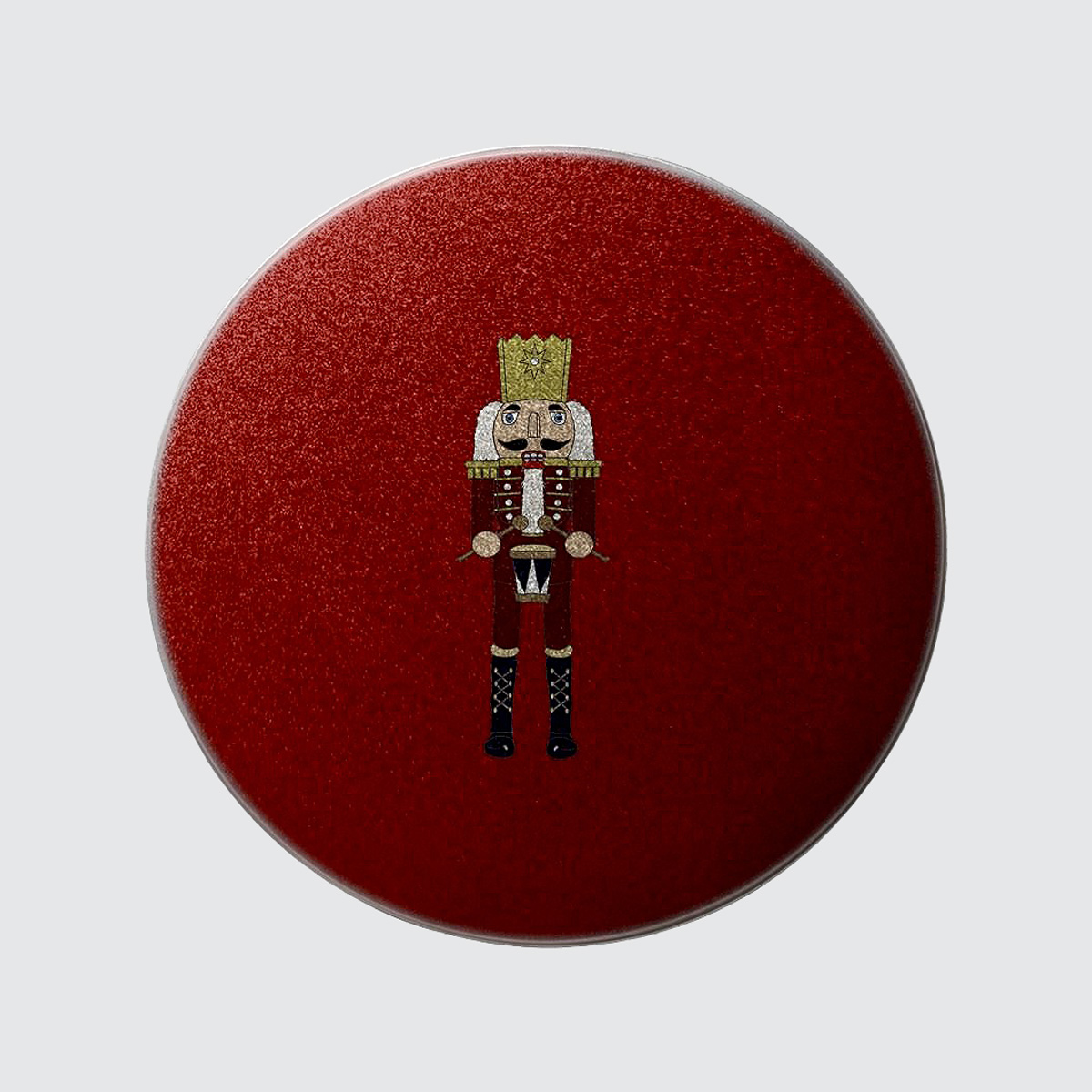 Nutcracker Red 20cm Storage Tin for Christmas Goodies. Available LongStudioDesign.com
