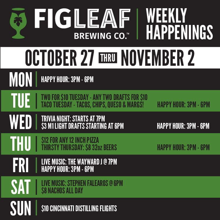Your week just got a whole lot tastier and funnier! 🍻 Check out the FigLeaf Weekly Happenings this week!