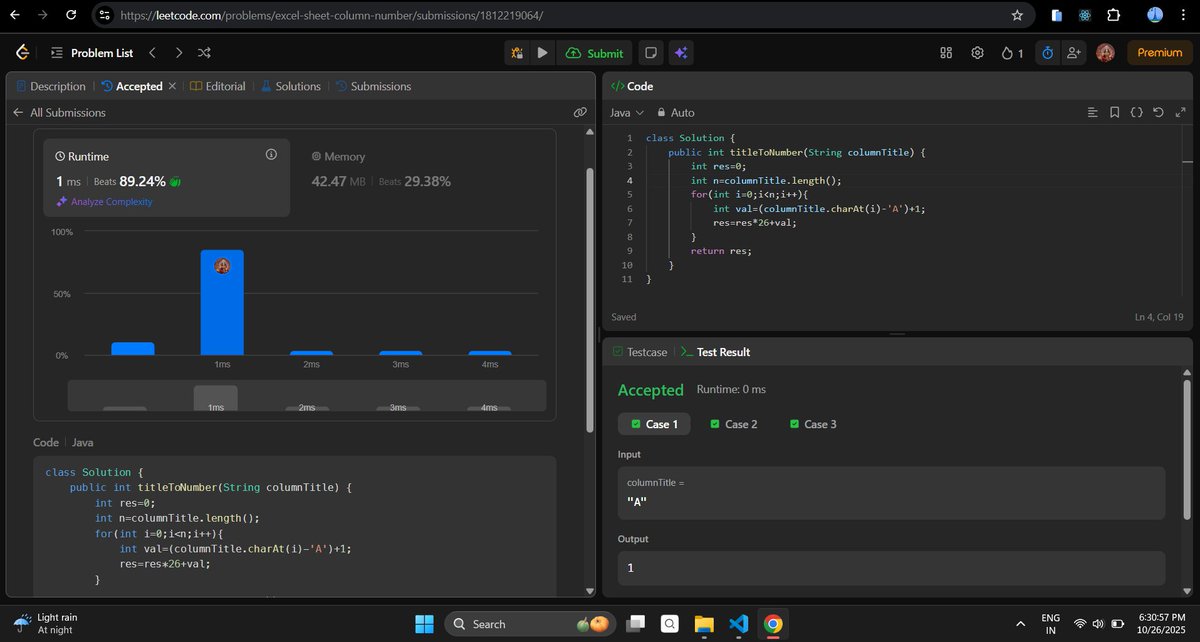 MansiBug's tweet image. Day 112: Getting a job in 8 months.
- Solved 1 medium-level and 1 easy-level question on LeetCode.
#100DaysOfCode #buildinpublic #Java #DSA