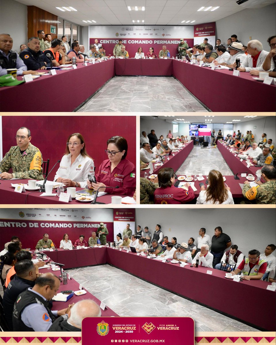 Hoy como cada mañana nos reunimos en el Centro de Comando Permanente para coordinar limpieza, entrega de víveres y recuperación en la zona norte.

Agradecemos el apoyo de la presidenta <a href="/Claudiashein/">Claudia Sheinbaum Pardo</a> , del <a href="/GobiernoMX/">Gobierno de México</a> , instituciones y los estados hermanos.

#PorAmorAVeracruz❤️