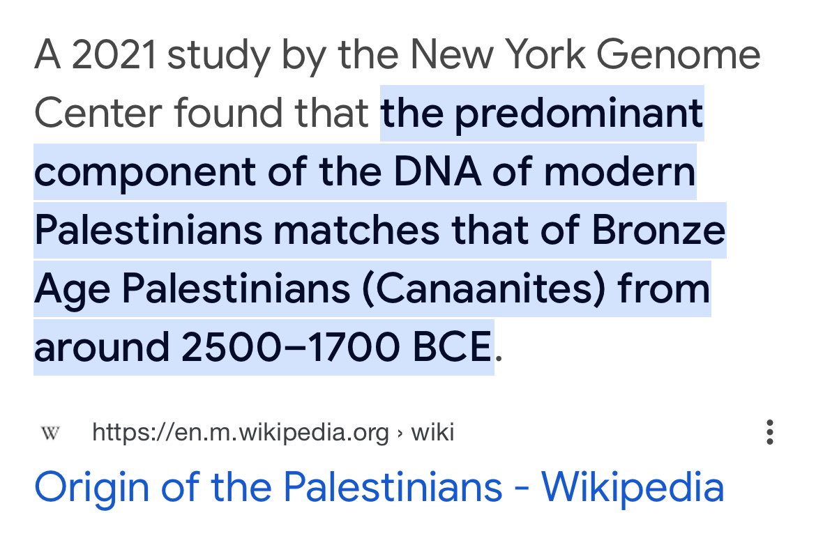 <a href="/otherbarak/">Barak Swarttz</a> A large majority of Israeli Jews have no relation to Palestine their DNA is mostly European on the other hand the Indigenous Palestinians DNA
2021 study by the New York Genome Center found that the predominant component of the DNA of modern Palestinians matches that of Bronze Age