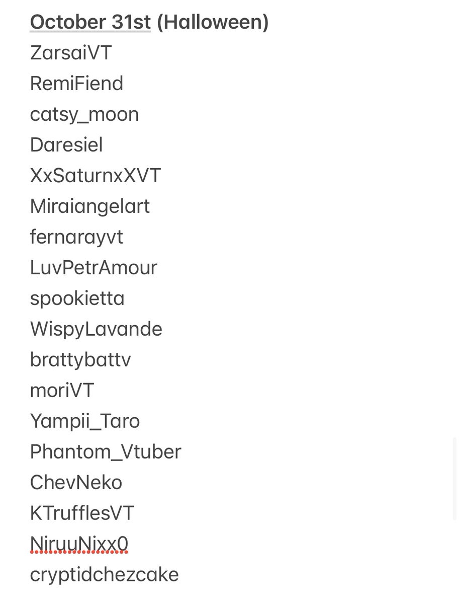 Happy debuts this Halloween to <a href="/ZarsaiVT/">ZARSAI🦷🔪🖤(DEBUT SOON)</a> <a href="/RemiFiend/">Remi⛧</a> <a href="/catsy_moon/">♱⁺.⊹𝕮𝖆𝖙𝖘𝖞𝕸𝖔𝖔𝖓 𝔯𝔢𝔡𝔢𝔟𝔲𝔱 31/10 ⊹.⁺♱</a> <a href="/Daresiel/">Daresiel || 2.0 Debut 10/31 🖊️🐶</a> <a href="/fernarayvt/">Ferna Ray❤️‍🔥💫 | Ignite Tournaments</a> <a href="/NiruuNixx0/">𝙽𝚒𝚛𝚞-𝙽𝚞𝚒 𝙽𝚒𝚡 𝙑𝙏 ♱ Debut: 𝙾𝚌𝚝 𝟹𝟷𖤐</a> <a href="/XxSaturnxXVT/">XxSaturnxXVT 🪐🥀 ||Debut 10/31</a> <a href="/spookietta/">Spookietta 🔮🌙 | DEBUT OCT 31ST</a> <a href="/moriVT/">Moriᶻ 𝗓 𐰁 .ᐟ 𝐃𝐄𝐁𝐔𝐓 𝟏𝟎/𝟑𝟏</a> <a href="/Miraiangelart/">Bonnie | MIRAI ANGEL 💕</a> <a href="/Yampii_Taro/">Yampii Taro 💜 🐹 || DEBUT 10.31.25 🌻</a> <a href="/ChevNeko/">NekoChev - DEBUT OCT 31ST</a> <a href="/Phantom_Vtuber/">Phantom Ch. {Debut Halloween}</a> <a href="/KTrufflesVT/">KTruffles 🎃 6 DAYS TILL DEBUT 🍂 TwitchCon ✈️</a> <a href="/cryptidchezcake/">𝐂𝐡𝐞𝐞𝐬𝐞𝐜𝐚𝐤𝐞 🩻🔥 𝕸𝖔𝖙𝖍 𝕶𝖓𝖎𝖌𝖍𝖙</a> <a href="/brattybattv/">BRAT🦇BatTuber🦇</a> and <a href="/WispyLavande/">Wispy Lavande 👻🕯️ DEBUT OCTOBER 31ST</a> good luck you all got this