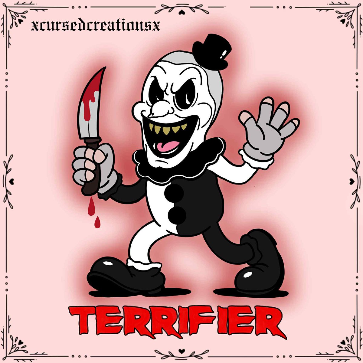 xh3idzx's tweet image. art x rubberhose 
🖤🤍🎩🩸

#terrifier #arttheclown