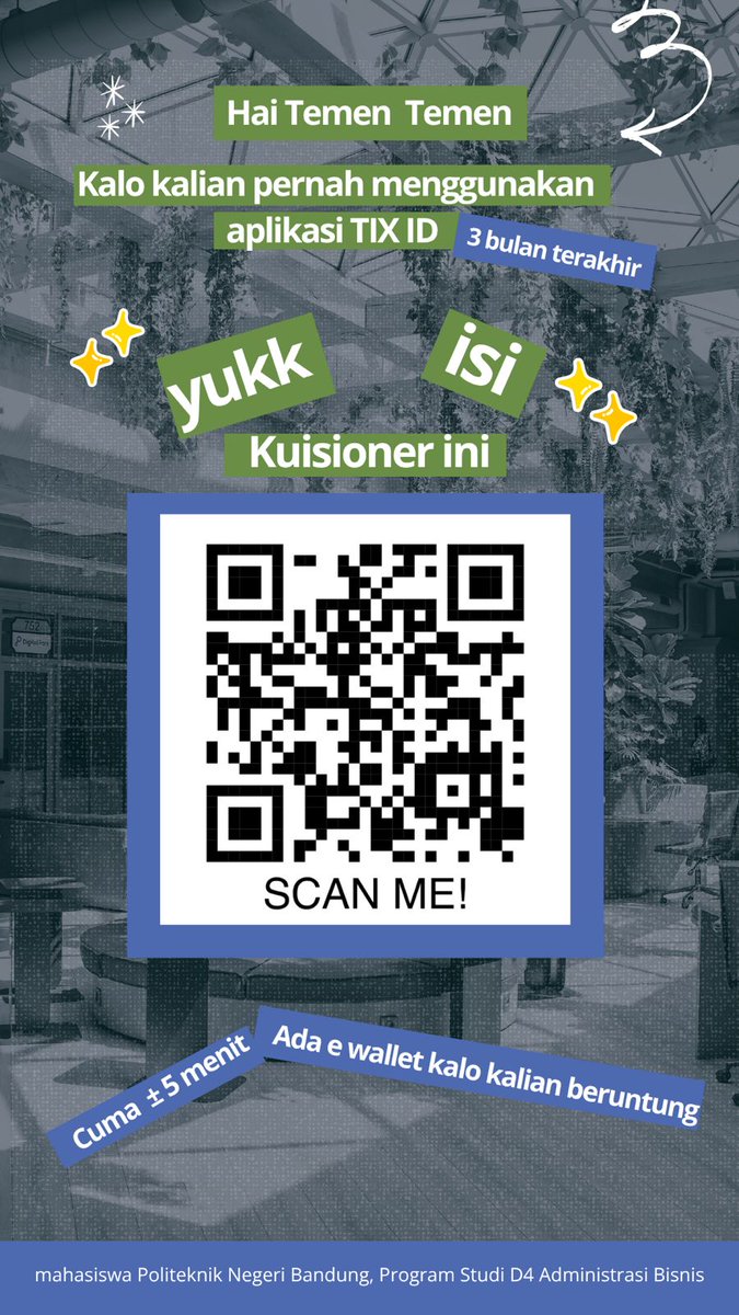 rutobubbles's tweet photo. yang pernah pake aplikasi tix id dalam 3 bulan terakhir pliss bantu isi kuesioner tugas aku dongg masih butuh 150an responden lagi😭 

https://t.co/0Moq4D5Tlb

#kuesioner  #barterkuesioner #TIXID https://t.co/uhjCCVZ4S5