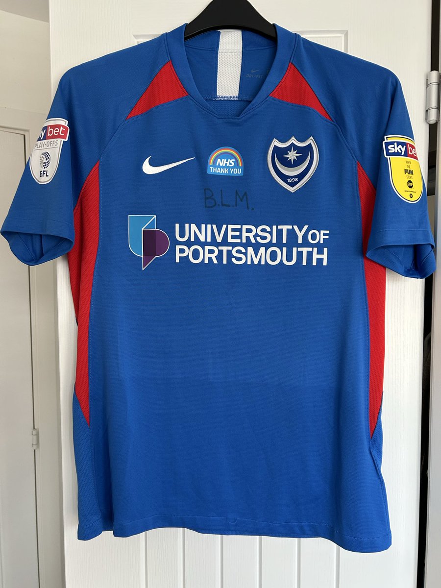 pompeyrick's tweet photo. Portsmouth Match worn/prepared shirt. 2019-20 League One Playoffs. Ellis Harrison https://t.co/2dWtPq0b5N