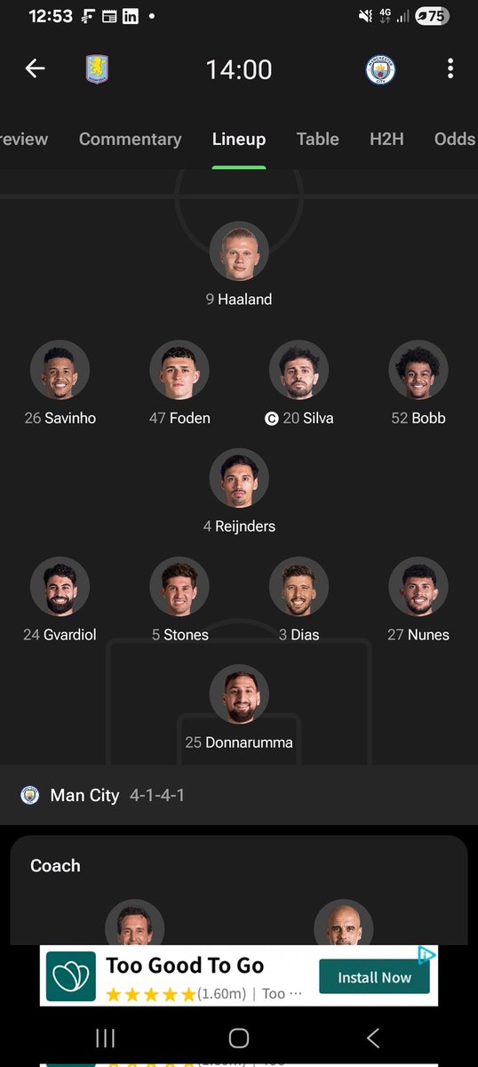 City's lineup v Villa

Cmon City