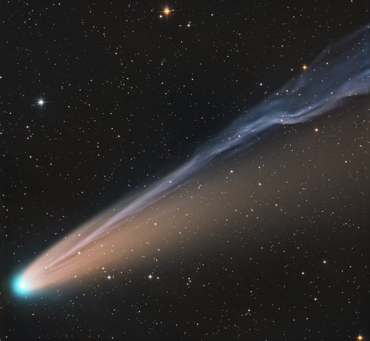 chucksastropho1's tweet image. Hello Everyone, Comet LEMMMON has been putting on an amazing show, and this is the wildest I have seen the tail.  I captured this last night.  I used my Celestron RASA telescope, ZWO ASI533MC color camera, and an Antlia L-Filter.