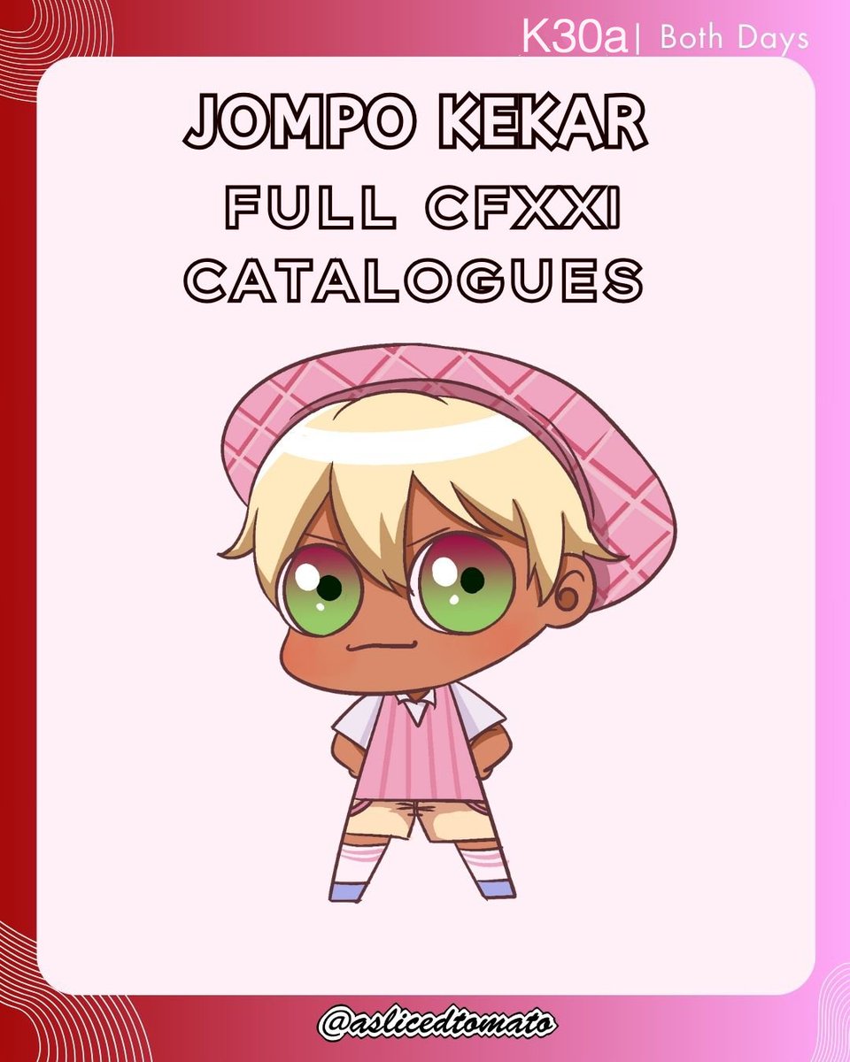 oneslicedtomato's tweet photo. ❤️ &amp; 🔁 very appreciated!
WTS #CF21 PO Catalogue Finally Done! 
Booth: Jompo Kekar | K30a | Both Days
Fandom: JJBA, Homicipher, Windbreaker,  HSR, etc

DM for PO✨ 
I apologize for not making the Gform 🙏
#cf21catalogue #CFXXI
(1/3) https://t.co/dOkffsu0kY