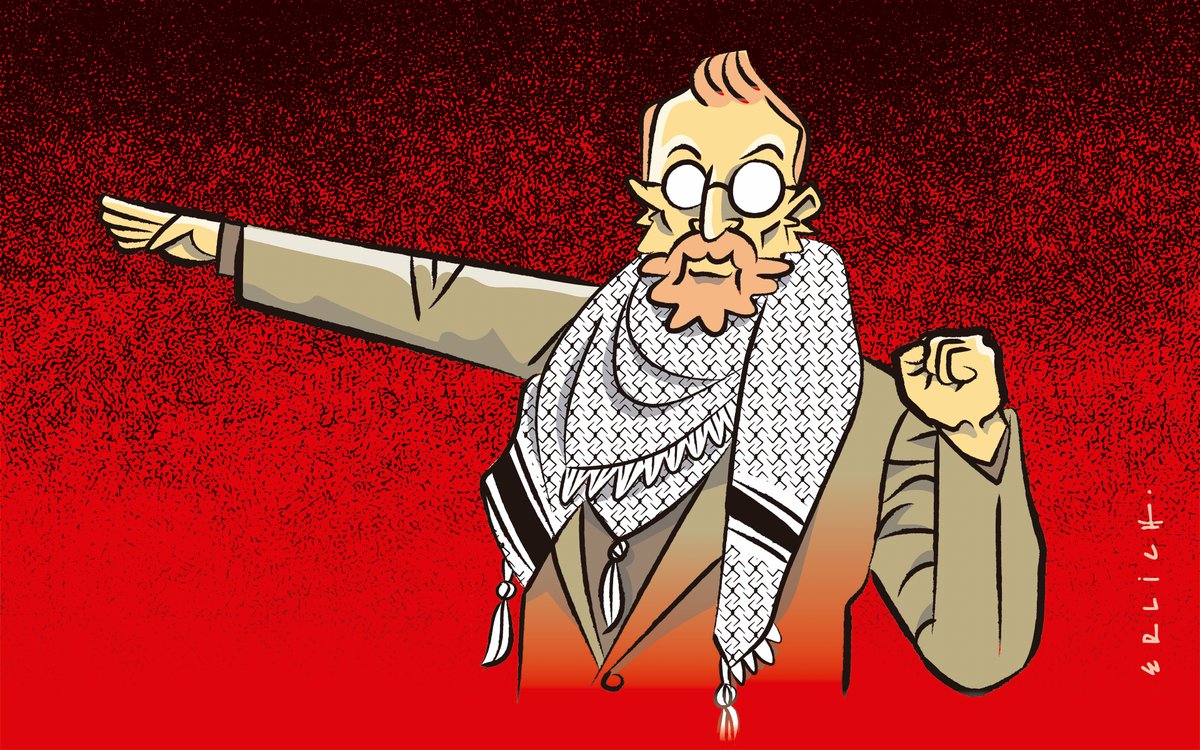 Ilustración para la nota de <a href="/aschapire/">Alejo Schapire⚡️</a> en <a href="/RevistaSeul/">Revista Seúl</a> de hoy, sobre dos libros que cuentan la alianza entre la izquierda de la murga identitaria que perdió a la clase trabajadora y se arrojó, necesitada de amor, a los brazos del terrorismo islamonazi. Link abajo.